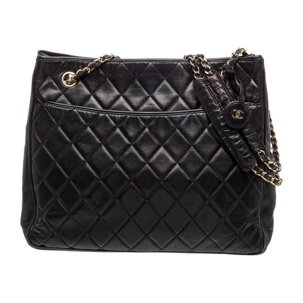 RARE Vintage 1980's Black Lamb Leather Chanel Shoulder Bag With Chain Handle - Picture 2 of 9